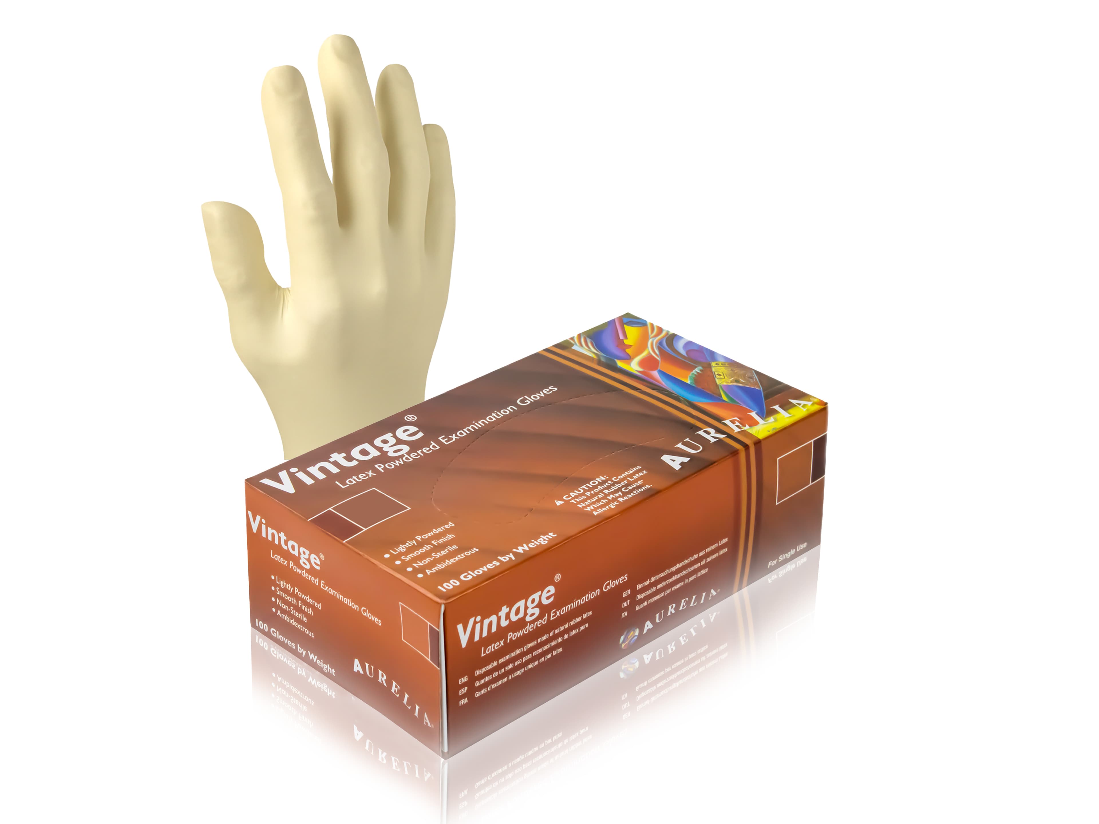 Aurelia Vintage Lightly Powdered Latex Examination Gloves 
